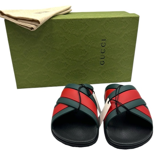 Gucci Rubber Web Criss Cross Slide Sandals Size 38 IT - Picture 3 of 16